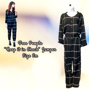 Free People Keep it in Check Black Romper Size S NWT